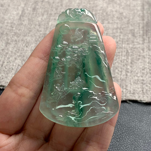 37.8 天然A货缅甸翡翠 59.9 尺寸 6.7 山水牌