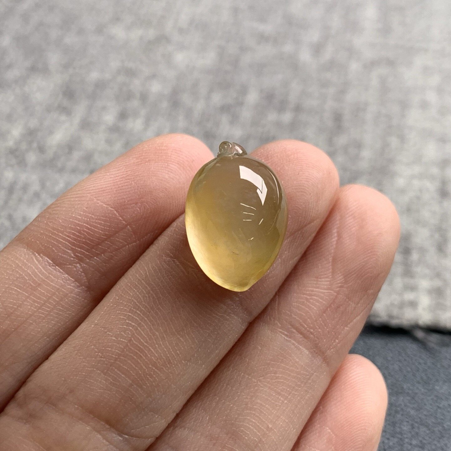 天然A货缅甸翡翠 黄翡福桃 尺寸 : 16.3-11.2-7.7