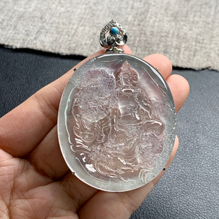 裸石51.1 天然A货缅甸翡翠 4.8 6.8 44.1 观音吊坠 整体64.7