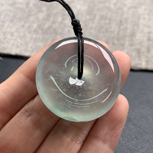 天然A货缅甸翡翠 平安扣 尺寸 : 33.6-8.4