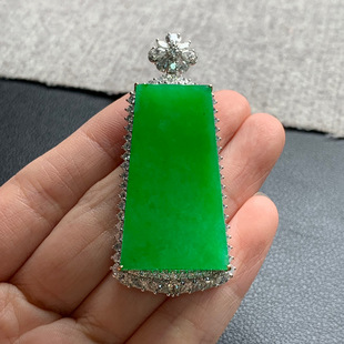 阳绿无事牌吊坠整57.4 21.9 25.2 裸38 2.8 11.5 天然A货缅甸翡翠