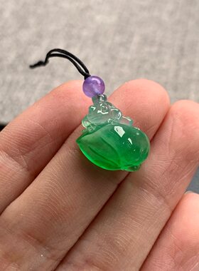 天然A货缅甸翡翠 青蛙荷叶 尺寸 : 13.5-14.9-7.3