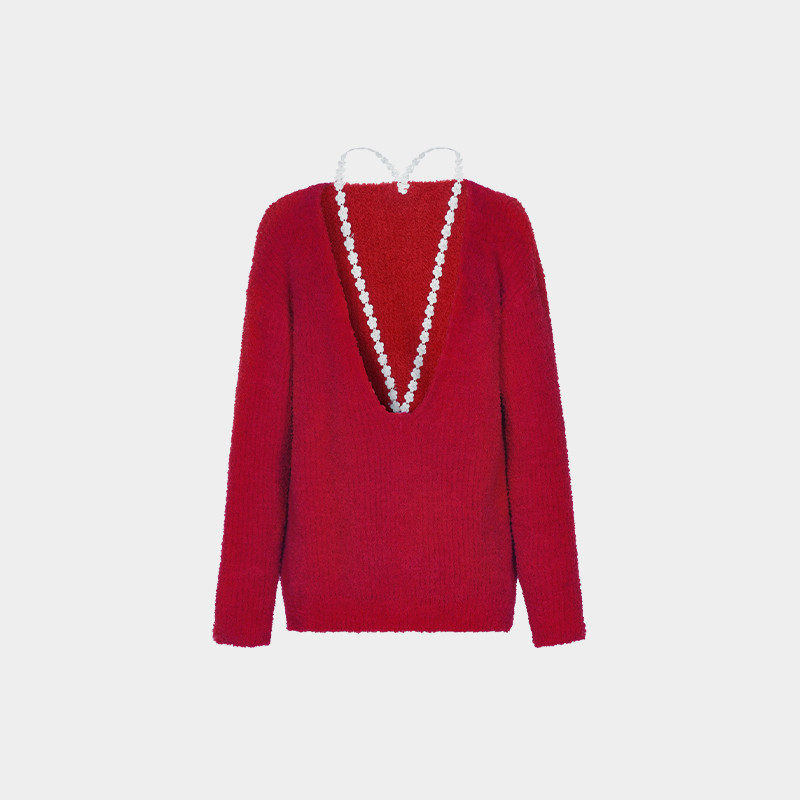 superroversize超深V毛线卫衣