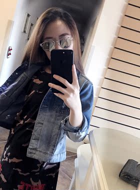 2025年春秋新款韩版水洗磨色渐变破洞牛仔短上衣女外套时尚显瘦潮