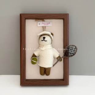 多尼古乐尼泊尔手工羊毛毡挂件可爱网球小熊玩偶包挂钥匙扣车挂饰