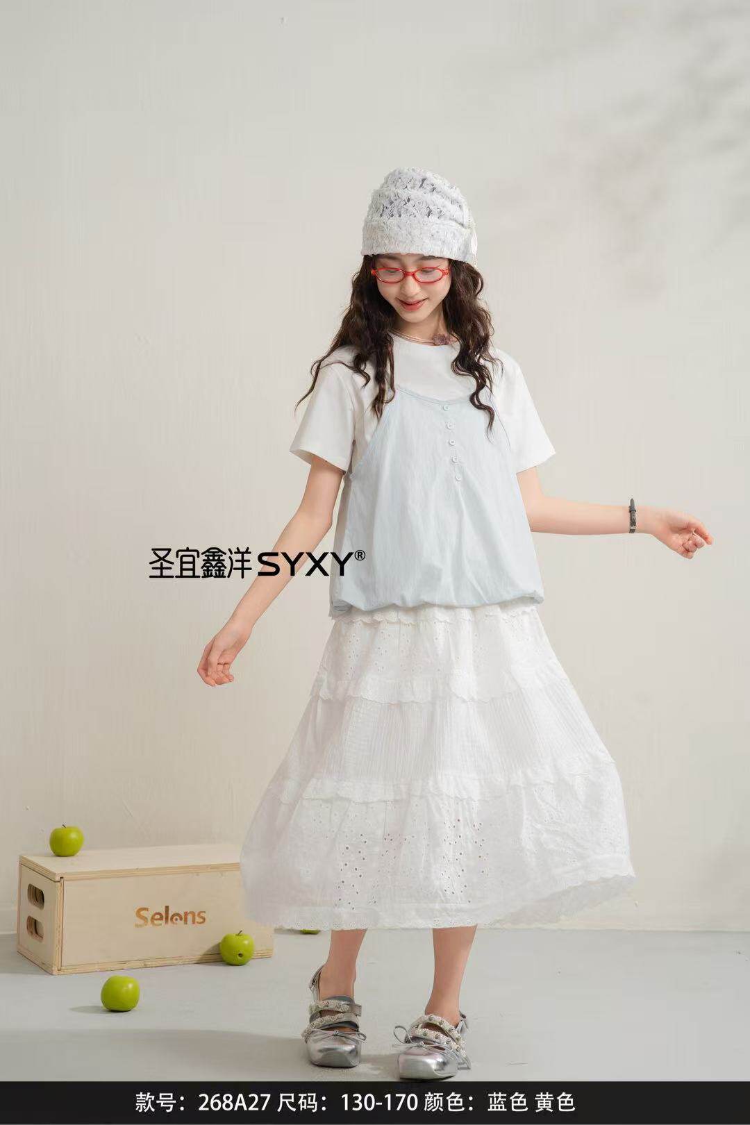 2026年夏季新款中大童女童纯棉休闲二件套裙