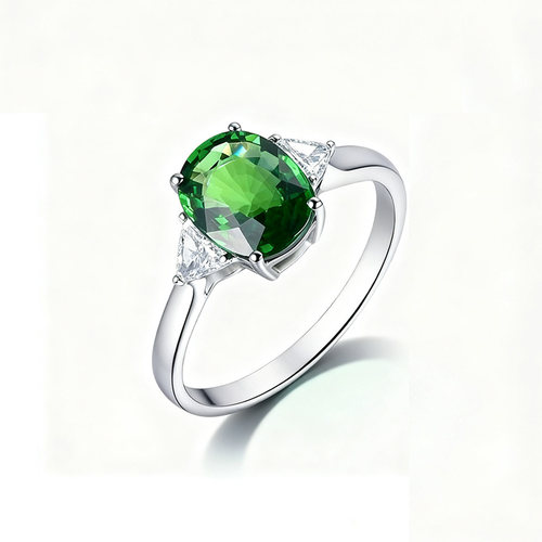 米莱天然彩宝18K金沙弗莱戒指