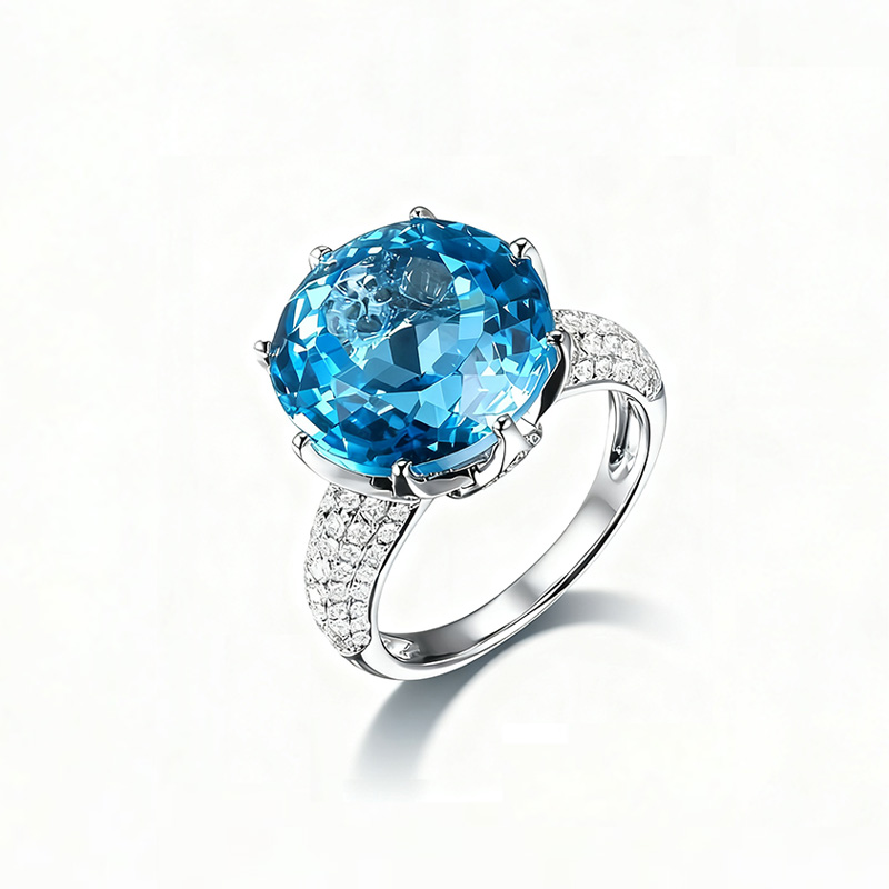 米莱天然彩宝托帕石戒指18K金