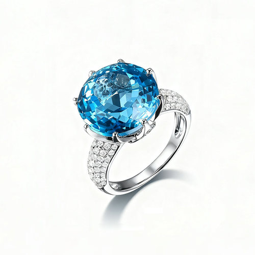 米莱天然彩宝托帕石戒指18K金