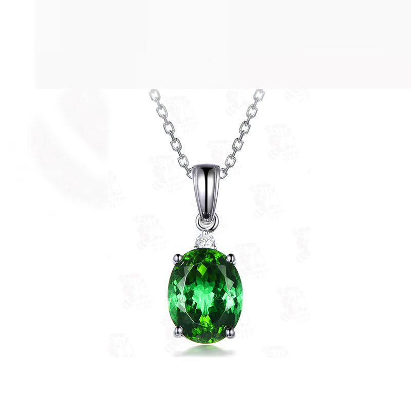 米莱珠宝 天然绿碧玺吊坠 18K金钻石镶嵌项链 女 贵重彩宝石定制