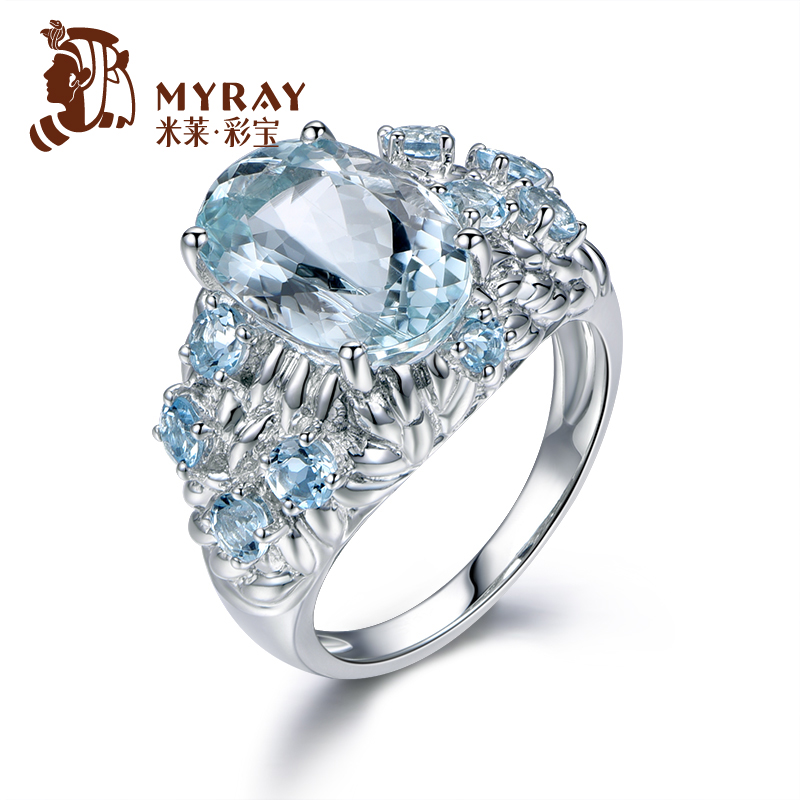 米莱18K金镶嵌加工彩色海蓝宝石