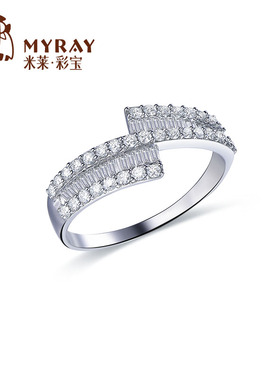 米莱珠宝18k金钻石戒指群镶0.545克拉显钻效果手饰钻戒贵重定制