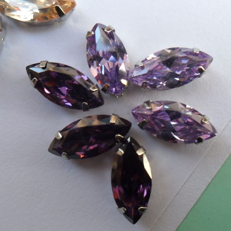 婚纱紫色 带底托 锆石 宝石 包包 手缝亮钻 马眼婚纱钻平底