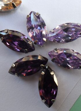 婚纱紫色 带底托 锆石 宝石 包包 手缝亮钻 马眼婚纱钻平底