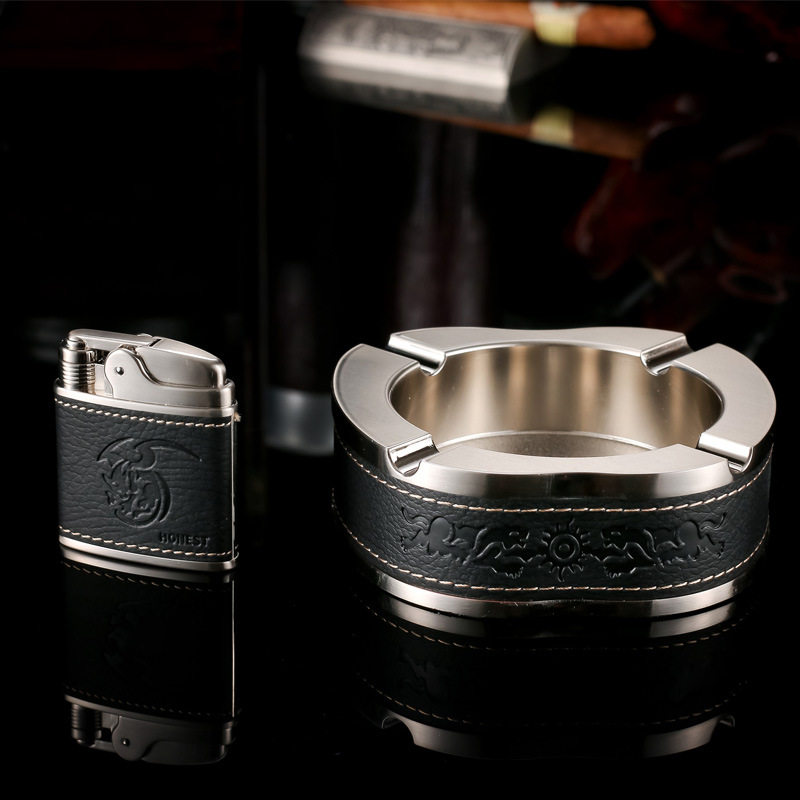 百诚商务馈赠礼盒套装 充气防风打火机 精品烟灰缸 时尚送礼佳品