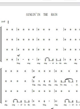 singing in the rian 另售二三四声部合唱简谱钢琴伴奏正谱