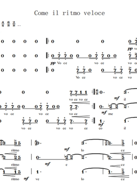 快乐节奏 Come il ritmo veloce SSA 另售 合唱简谱钢琴伴奏正谱