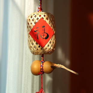 新年 手工车载儿童手提小灯笼挂件主题装饰用品门挂竹编花灯 挂饰