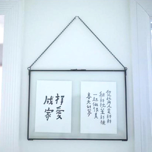 玻璃相框透明金属铜植物标本框复古画框北欧摆台相架照片架A4大小