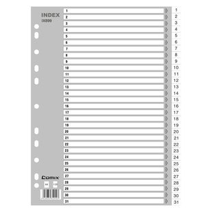 齐心分页纸A4隔页纸11孔易分类纸标签月度隔页索引纸数字31页1-31