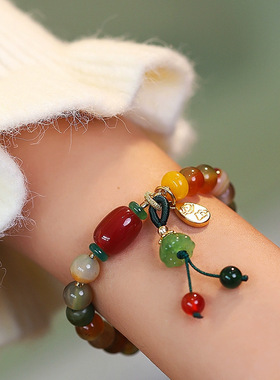 新中式天然石民族风莲蓬手链国潮设计感新款如意手串女秋冬礼物