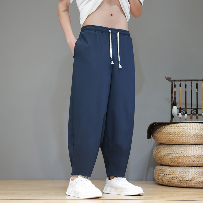 2025夏季薄款冰丝休闲裤男风宽松大码九分哈伦裤219-WK11-P45,男装休闲裤,星座219