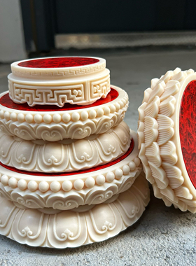 象牙果双层莲花底座镶嵌瘿木瘤疤空间装饰摆件底托玄关办公室陈设