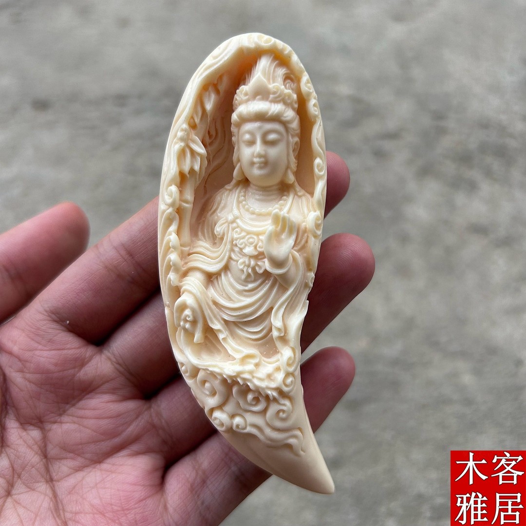 象牙果观音佛首手把件观音头人物佛像文玩红木工艺品汽车装饰品,家居饰品,木雕,淘宝优惠券,粉丝福利购,淘宝优惠卷