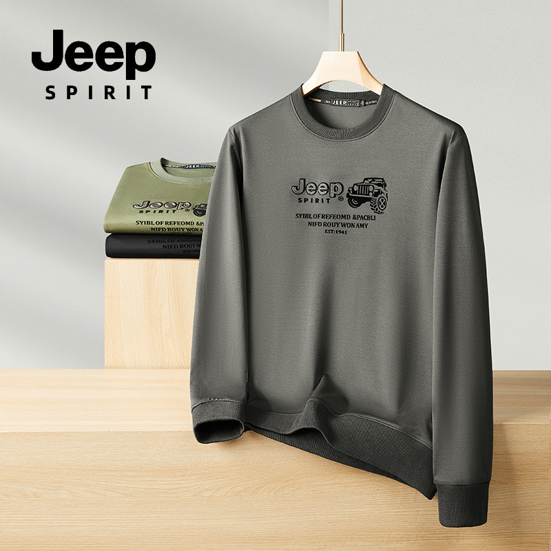 JEEPSPIRIT卫衣男2024年秋冬款休闲时尚圆领舒适百搭男装保暖上衣