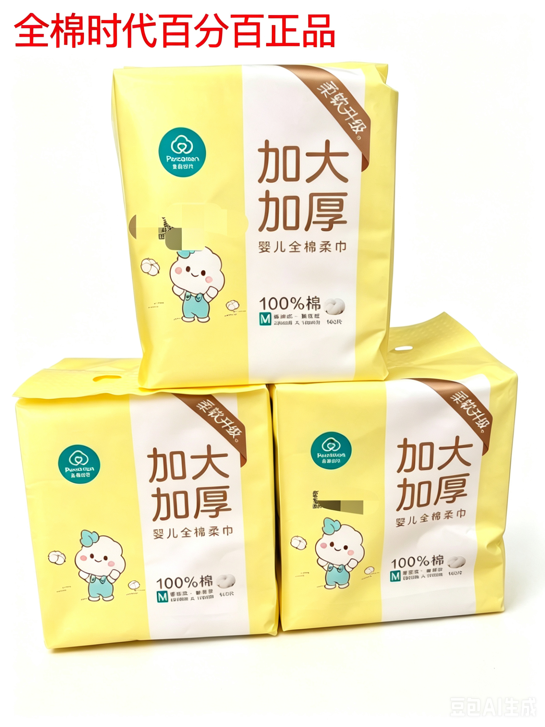 【加大加厚】全棉时代悬挂式M码婴儿洗脸巾壁挂式洁面巾棉柔巾