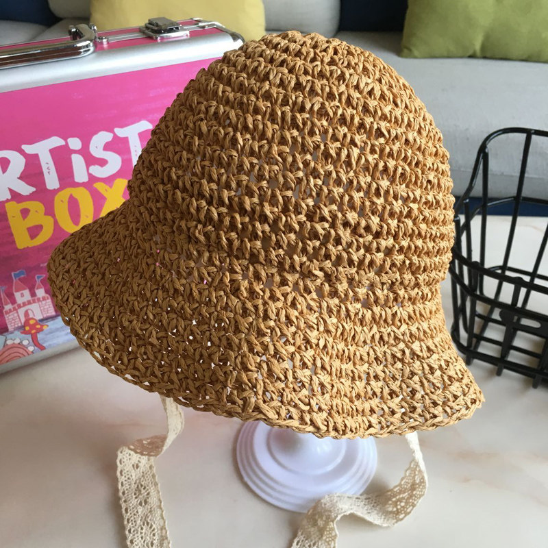 婴儿草帽2019出游夏季儿童帽子女童渔夫帽ins宝宝遮阳沙滩帽亲子2