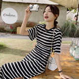 【新款现货】修身条纹抽绳连衣裙212A-610-P100-150，女装连衣裙，浙宝212A