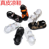 新款 海边沙滩鞋 百搭韩版 2023夏季 露趾真皮凉鞋 松糕厚底摇摇鞋 女鞋