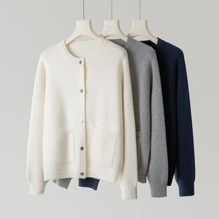 重600克YH2474 四平加厚加密吸扣开衫 超级减龄好穿 100%山羊绒