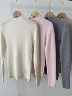 康赛妮Aurora纱线！紧密修身带黑牌！100纯山羊绒衫女半高RZC2507