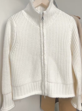 华贵格高奢！品质100纯山羊绒！Moss烨同款粗针 高领拉链开衫外套