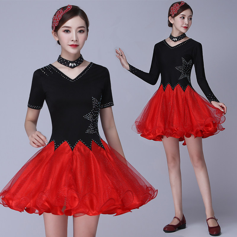 成人拉丁舞裙排舞比赛裙水兵舞比赛服广场舞蹈三步踩吉特巴舞裙