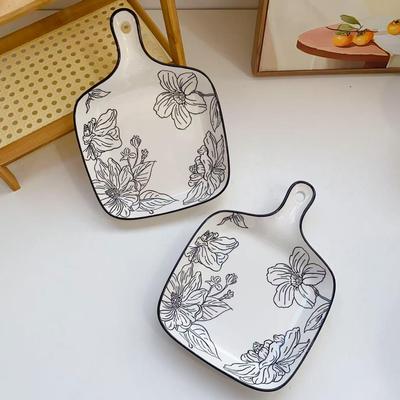 小香风单柄早餐配菜烤盘带把手9.5英寸两只装 长23.5高3