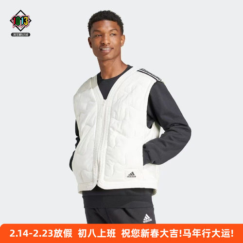阿迪达斯男秋冬三条纹保暖棉马甲