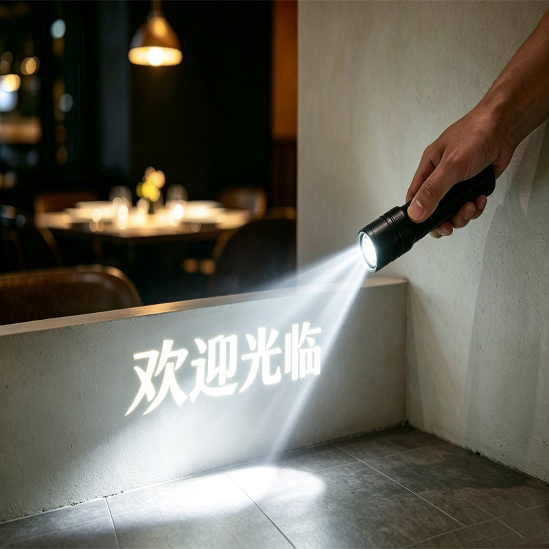充电便携手持手电筒投影灯室内户外广告投影灯logo带字射灯礼品灯