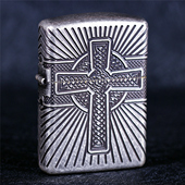 男士 盔甲机雕刻古银十字架 礼物 原装 zippo芝宝煤油防风打火机美版