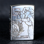 男士 zippo芝宝煤油防风打火机 风中女郎 镀银环绕雕刻 礼物 日版