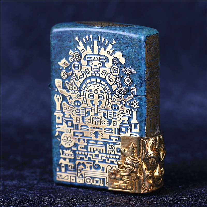 zippo芝宝煤油防风打火机 复古做旧仿青铜烫金 玛雅文明 男士礼物