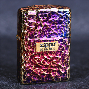 zippo芝宝煤油防风打火机 日版盔甲机 雕刻熏铜烤蓝陨石坑 限量版