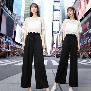 直筒裤 冰丝阔腿裤 垂感宽松百搭高腰通勤薄款 女2025夏季 九分 韩版