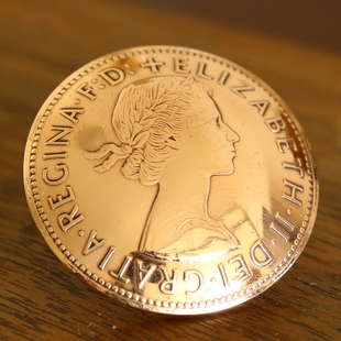 手工银钎焊真币扣硬币扣财布扣伊丽莎白钱包扣养牛扣皮雕皮艺配饰