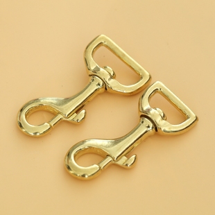 台湾进口纯黄铜钩扣包带挂钩方尾钩钥匙扣手工皮具宠物五金配件