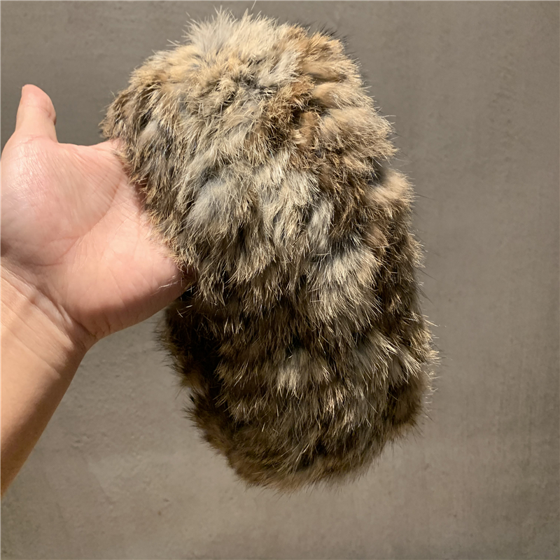 新款网红手工编织风复古琥珀色真兔毛毛发带皮草发带