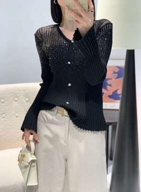 2026V领烫钻针织衫女气质百搭显瘦针织上衣天丝春款新款高端欧货