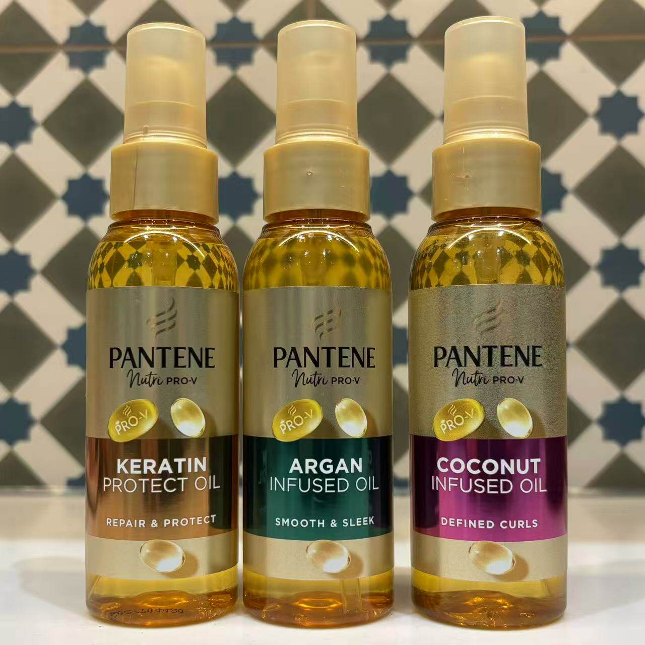 现货英国Pantene潘婷护发精油丝质顺滑修复毛躁深水泡弹发膜